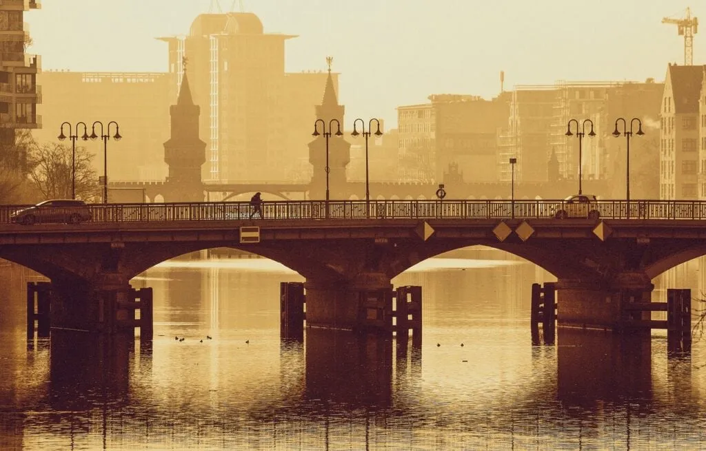 bridge, flow, cityscape